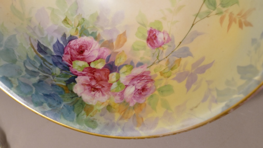Large Cup, Salad Bowl, Porcelain Bowl Hand Painted Rose Flowers-photo-4