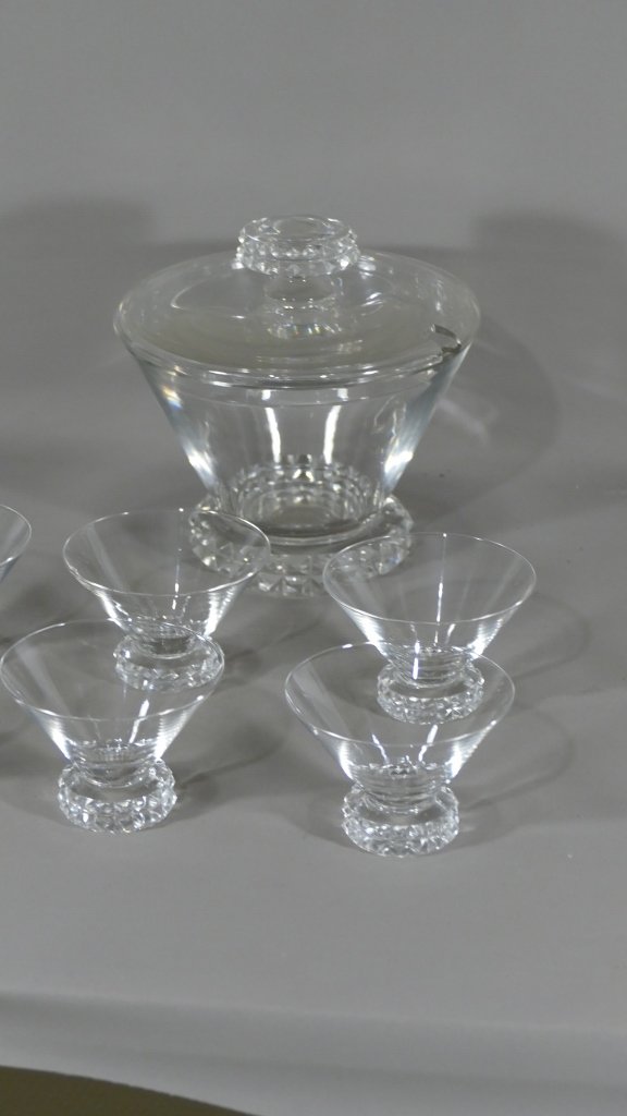 6 Verres Et Carafe à Apéritif, Punch, Sangria... En Cristal, époque Vers 1950-photo-2