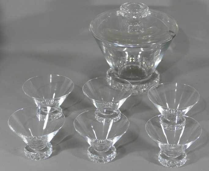 6 Verres Et Carafe à Apéritif, Punch, Sangria... En Cristal, époque Vers 1950