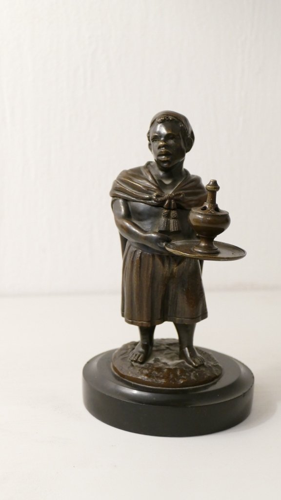 Bronze Statue, Incense Holder, Black Man, Nubian, XIXth Century-photo-5