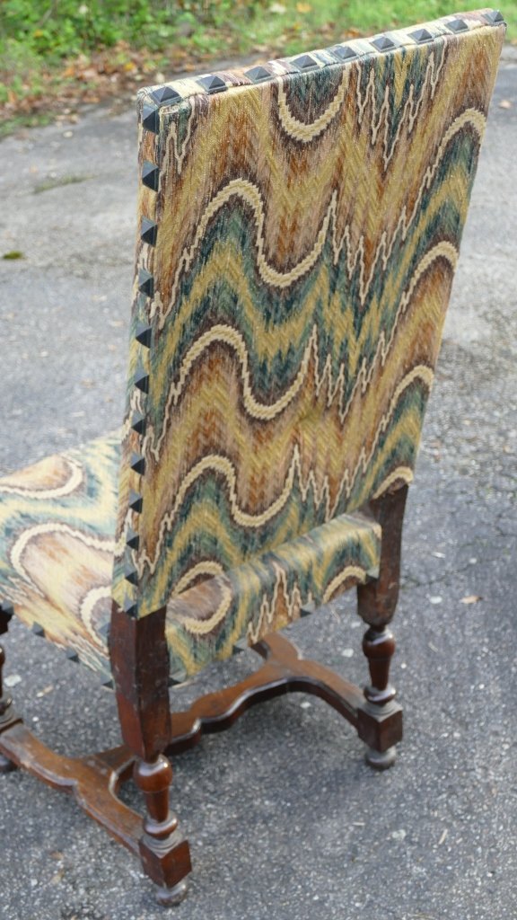Louis XIII Walnut Chair, XVII Century, National Furniture Fabric-photo-6