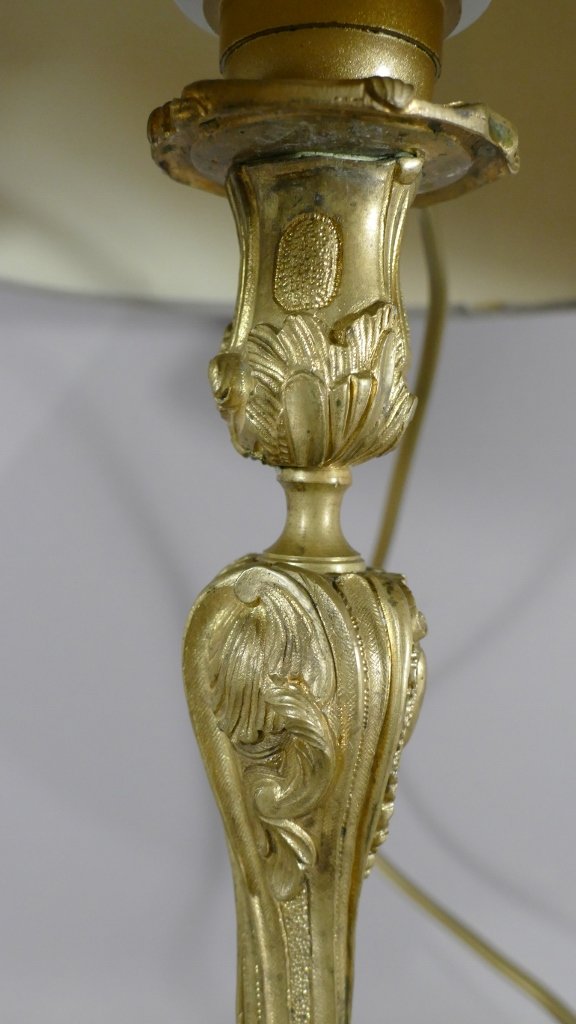 Flambeau Lamp In Gilt Bronze, Decor Naturaliste Insects, Style Louis XV, Time XIX-photo-1