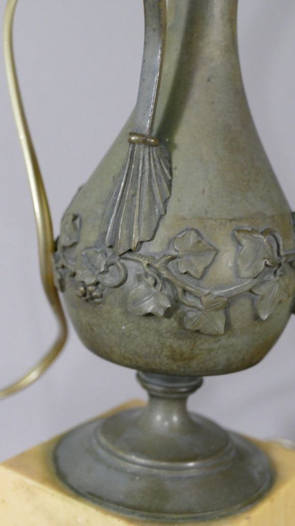 Paire De Lampes Charles X, Aiguières En Bronze Et Socle Marbre Sienne, XIX ème-photo-5