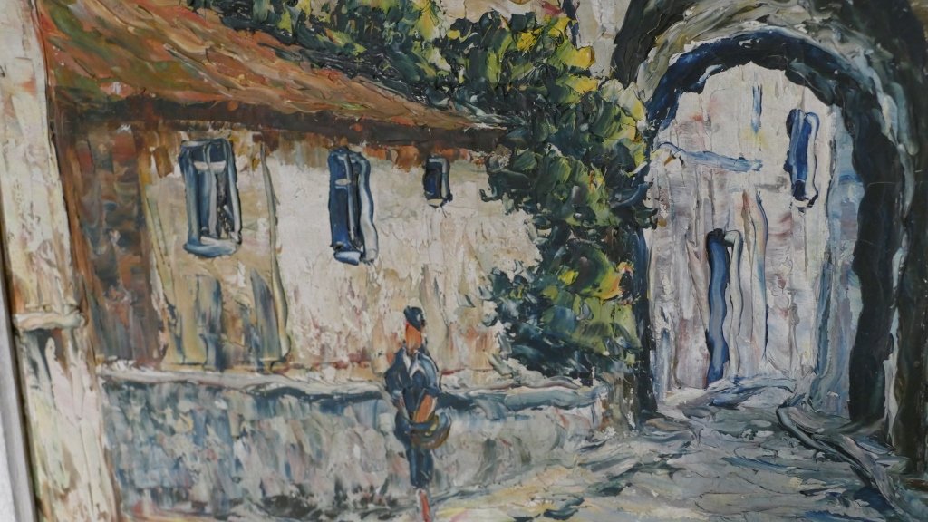 Cordes Sur Ciel, Porte Des Ormeaux, Oil Painted On Canvas, Middle Twentieth-photo-4