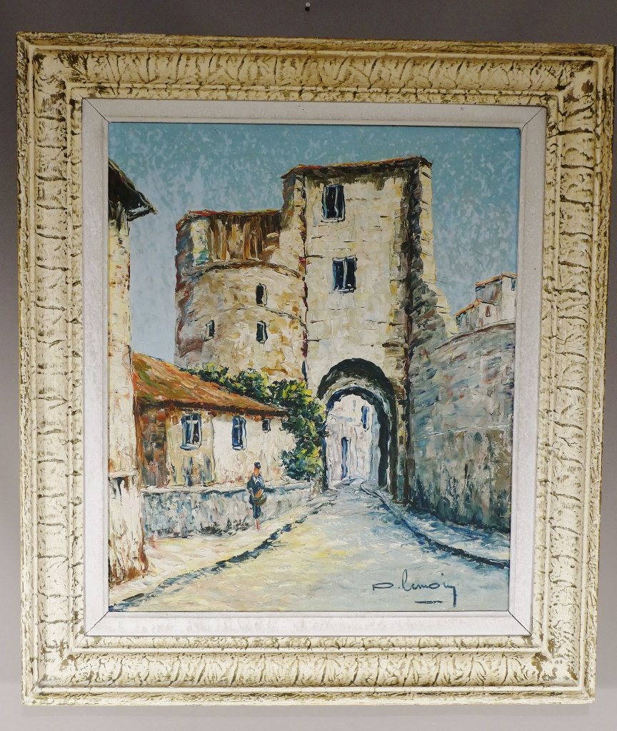 Cordes Sur Ciel, Porte Des Ormeaux, Tableau Peint à l'Huile Sur Toile, Milieu XX ème