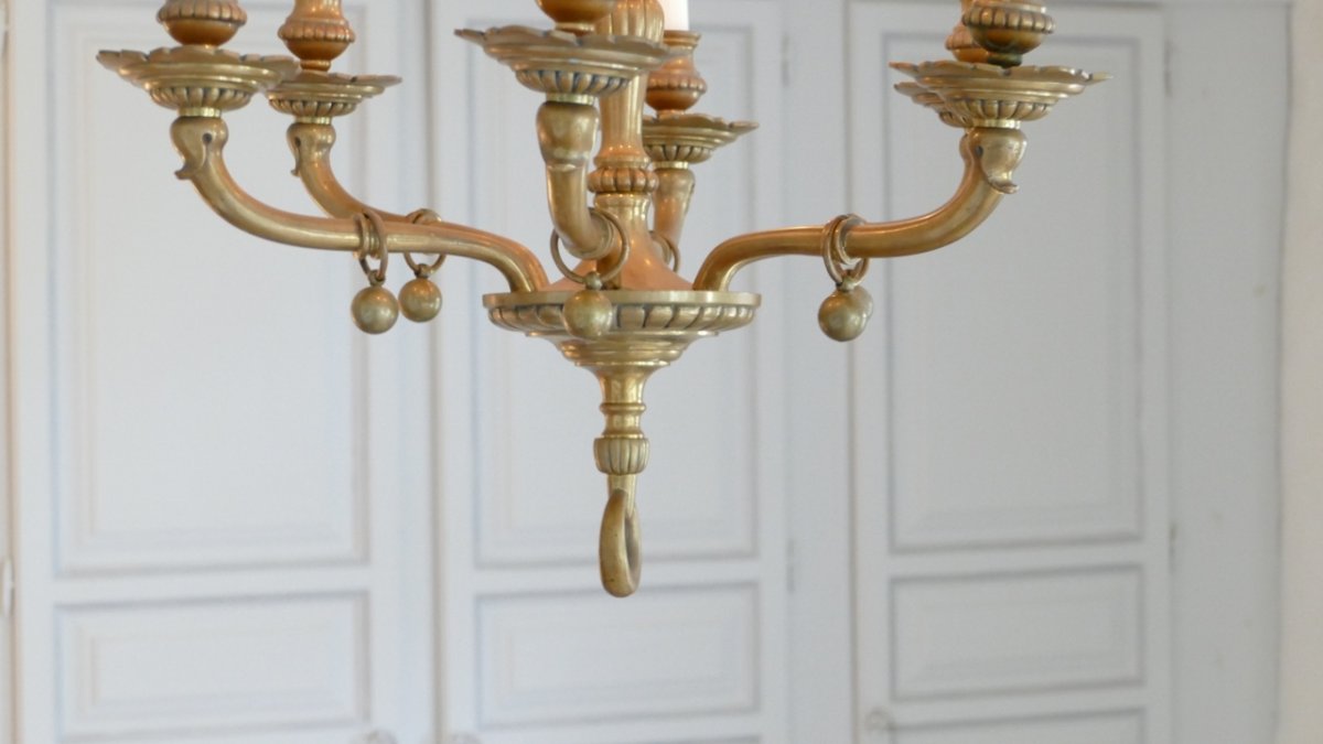 Chandelier In Bronze Louis XIV Style 1940-photo-4