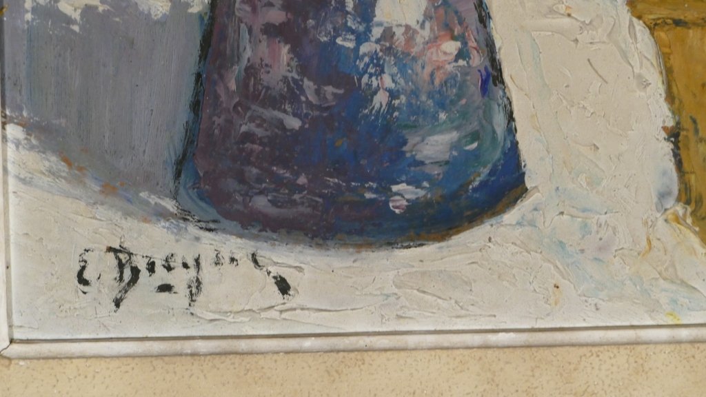 Nature Morte, Bouquet De Fleurs, Huile Sur Isorel, Signé, époque Milieu XX ème-photo-1