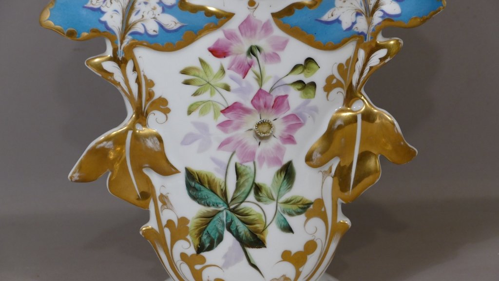 Painted Porcelain Bridal Vase From Paris, XIXth Time-photo-3