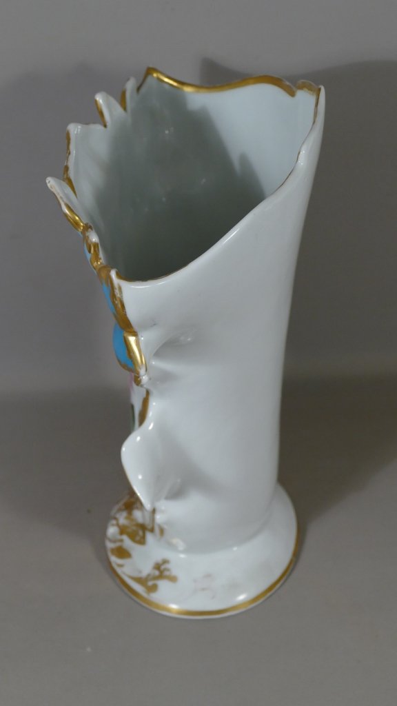 Painted Porcelain Bridal Vase From Paris, XIXth Time-photo-1