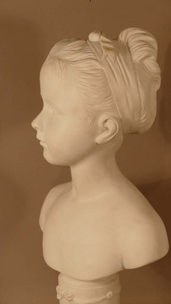 Bust Of Louise Brongniart By Houdon, Porcelain Biscuit, Manufacture De Villenauxe, XIX-photo-4