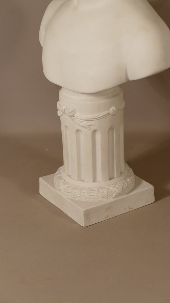 Bust Of Louise Brongniart By Houdon, Porcelain Biscuit, Manufacture De Villenauxe, XIX-photo-1