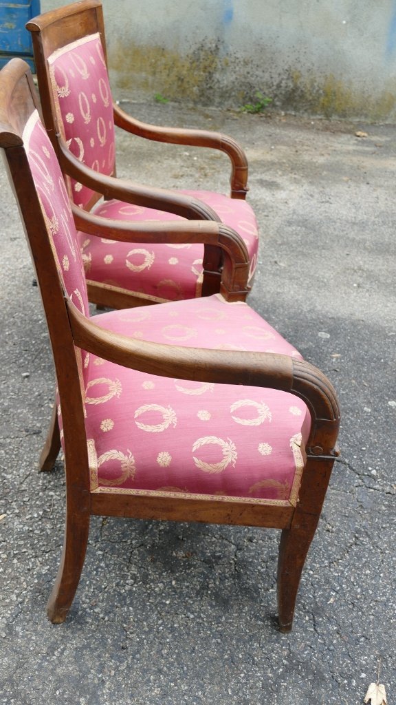 Pair Of Charles X Armchairs In Cherrywood, XIXth Time-photo-4