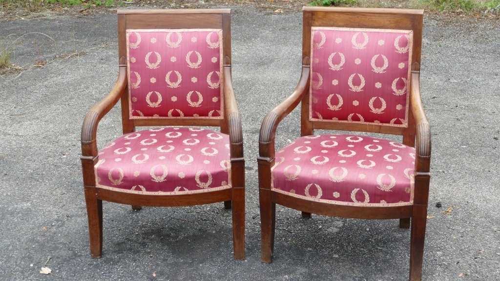 Pair Of Charles X Armchairs In Cherrywood, XIXth Time
