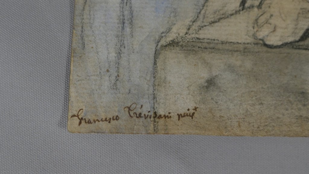 Francesco Trevisani d'Après, Vierge à l'Enfant, Dessin Au Crayon Rehaussé, époque XVIII ème?-photo-2