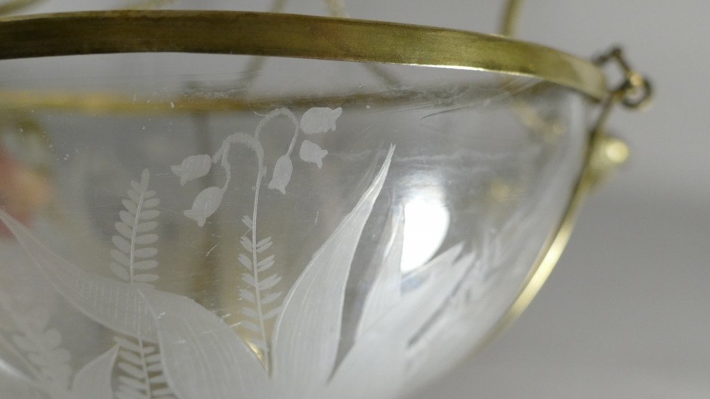 Cup, Centerpiece In Engraved Crystal, Brass And Gilt Bronze, Dragons, Eagle, XIXth Time-photo-6