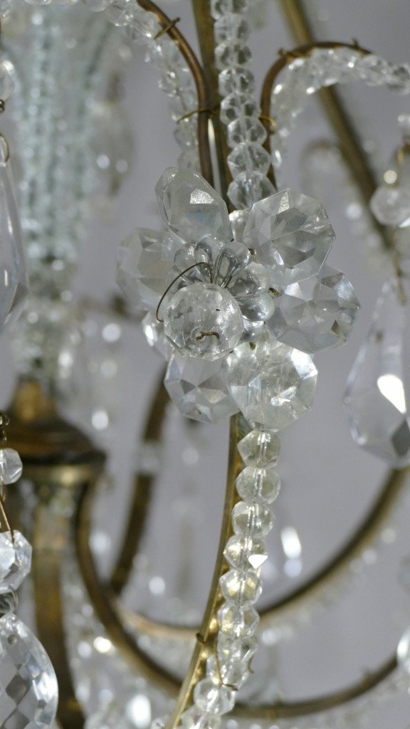 Beaded Cage Chandelier In Bronze, Crystal, In The Taste Of Baguès, XIXth Time-photo-5