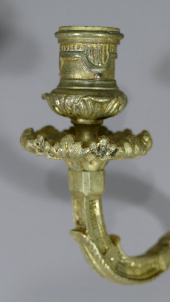 Pair Of Louis XVI Gilt Bronze Wall Lights, Early Twentieth Time-photo-3