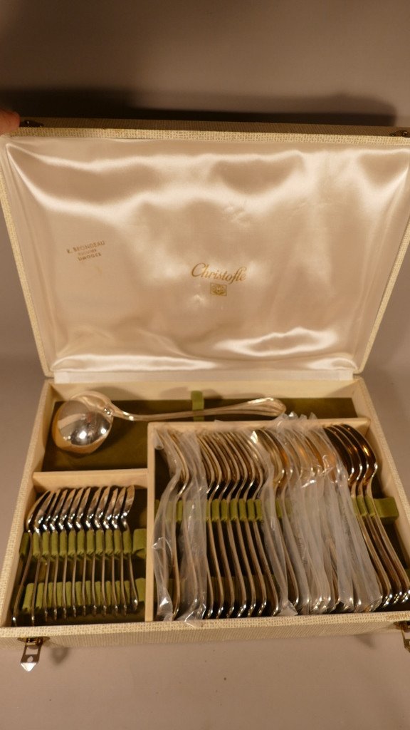 Christofle Spatours, Cutlery Set 12 People In Silver Metal