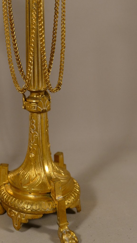 Pair Of Napoleon III Candlesticks In Gilt Bronze With Lion's Paws, XIX-photo-1