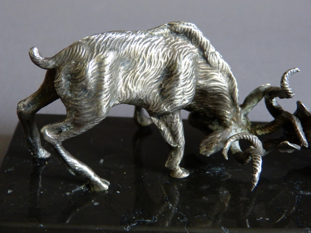 Bronze Sculpture Animalière Silver Combat From Kudu, Around 1930-photo-1