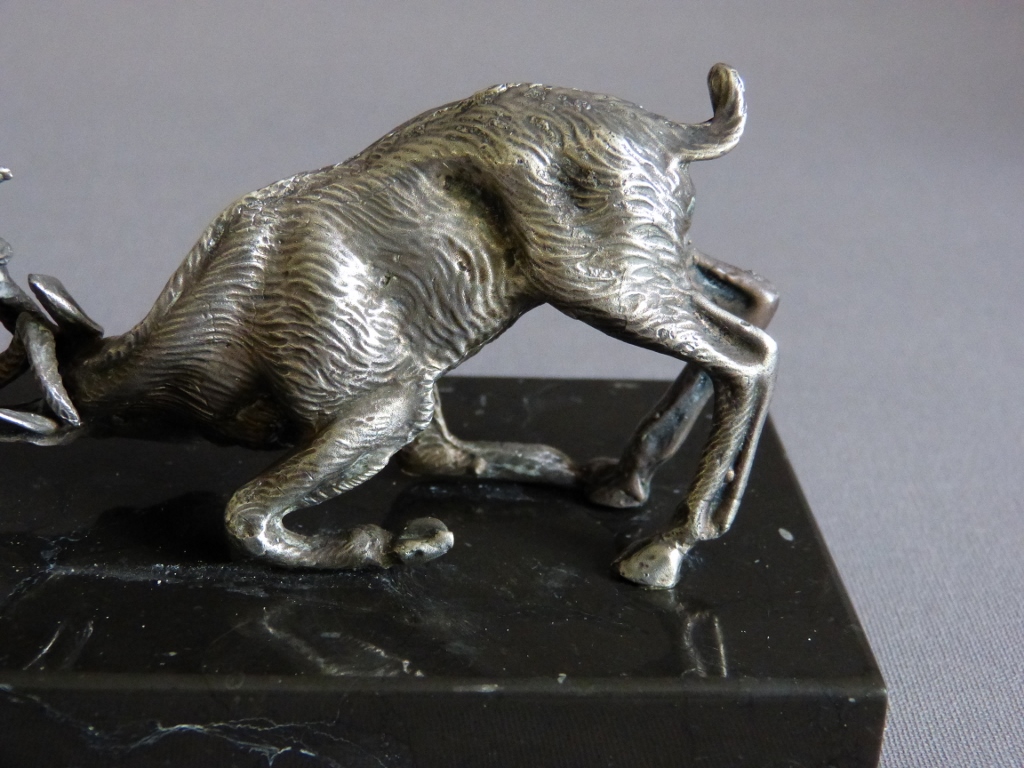 Bronze Sculpture Animalière Silver Combat From Kudu, Around 1930-photo-2