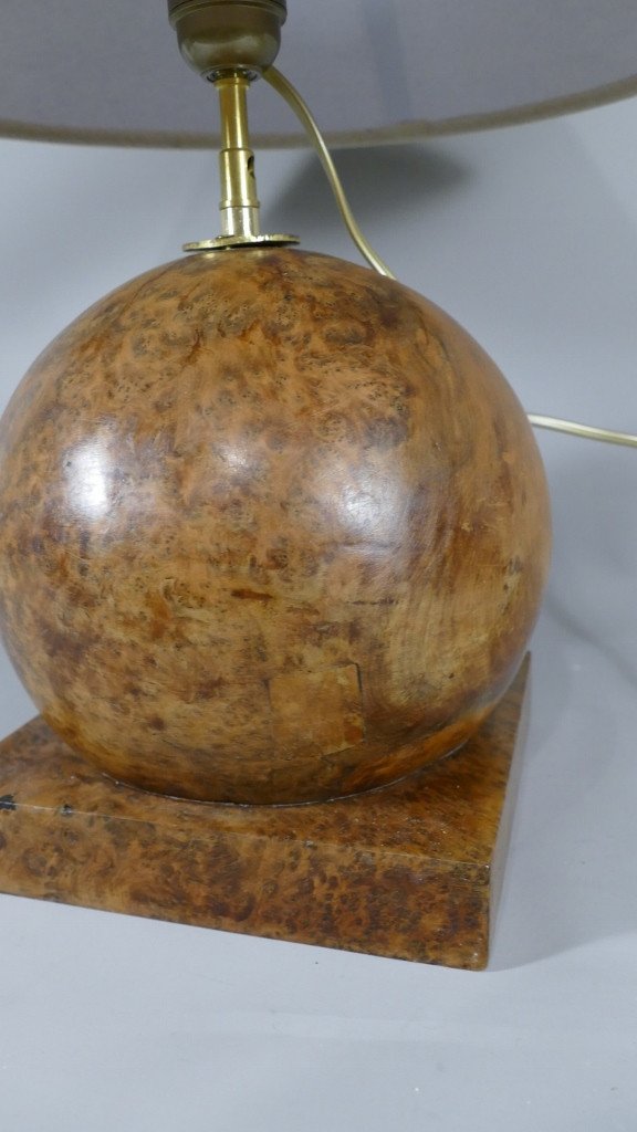 Spherical Amboyna Magnifying Lamp, Around 1925-photo-2