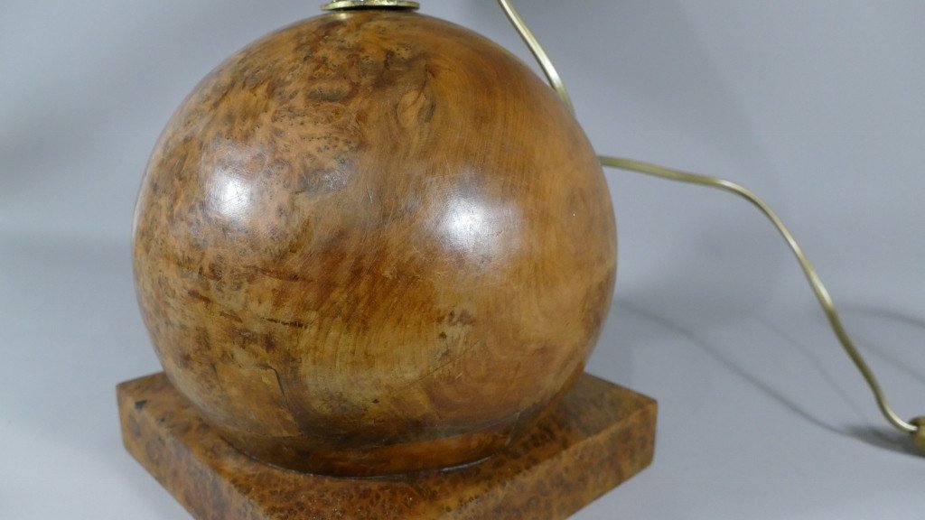 Spherical Amboyna Magnifying Lamp, Around 1925-photo-4