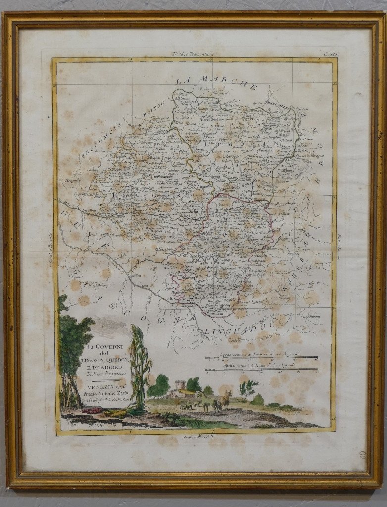 Carte Du Limousin, Périgord Et Quercy, Datée 1776 Par Antonio Zatta