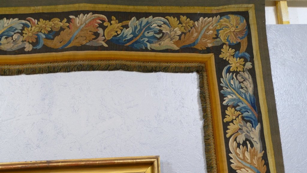 Door In Aubusson Tapestry With Acanthus Leaves, XIXth Century-photo-3