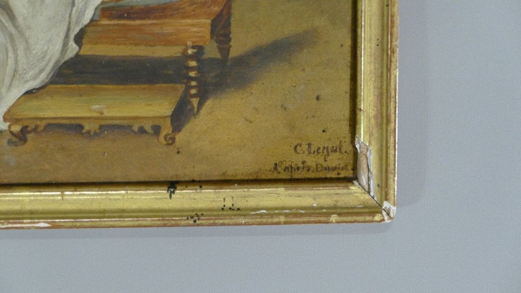 Madame De Recamier After David, Oil On Cardboard Late Nineteenth-photo-4