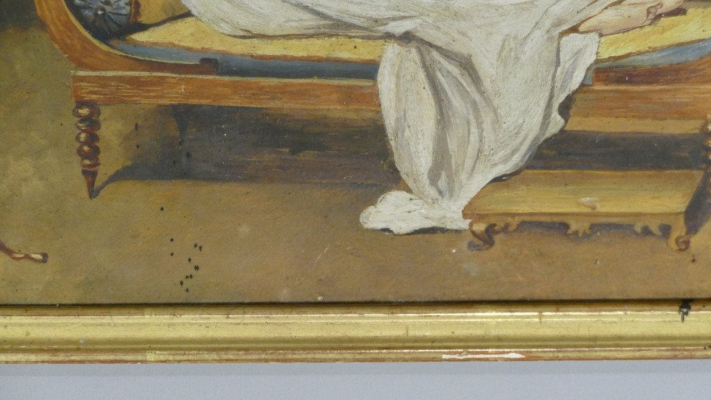 Madame De Recamier After David, Oil On Cardboard Late Nineteenth-photo-1