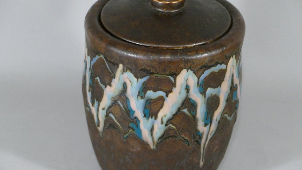 Camille Tharaud, Covered Vase, Art Deco Enameled Porcelain, Circa 1925-photo-2