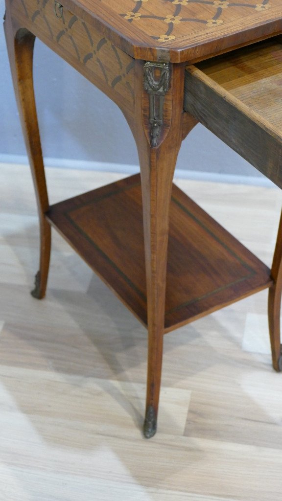 Transition Style Marquetry Side Table, Early Twentieth Time-photo-1