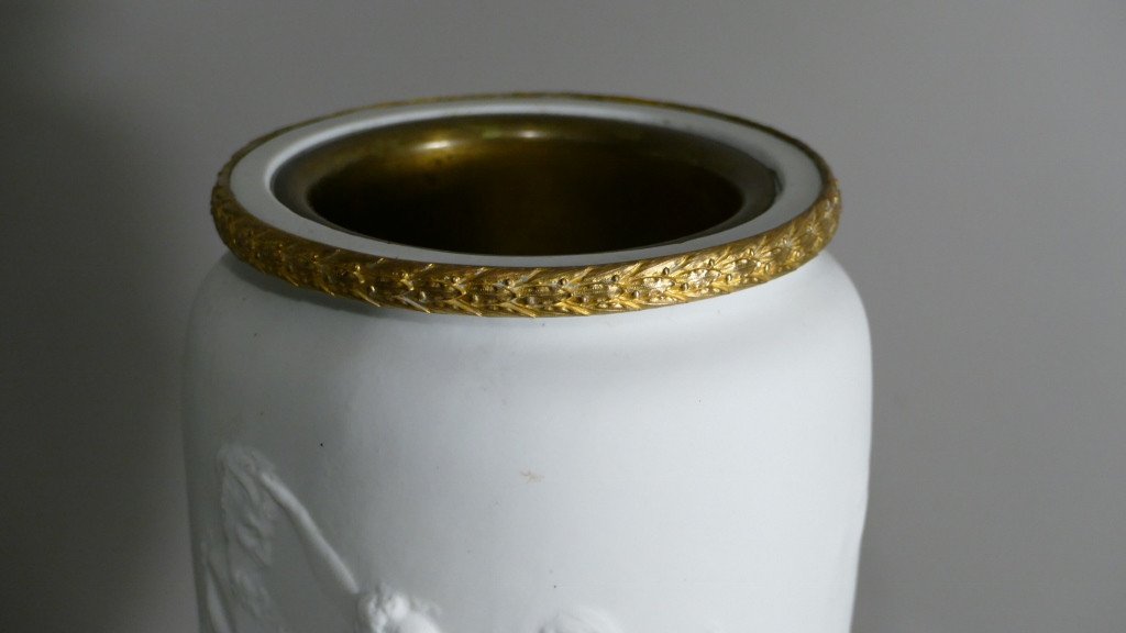 Cassolette Vase In Antique Biscuit And Gilt Bronze, XIXth Century-photo-4