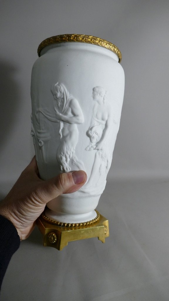 Cassolette Vase In Antique Biscuit And Gilt Bronze, XIXth Century-photo-5
