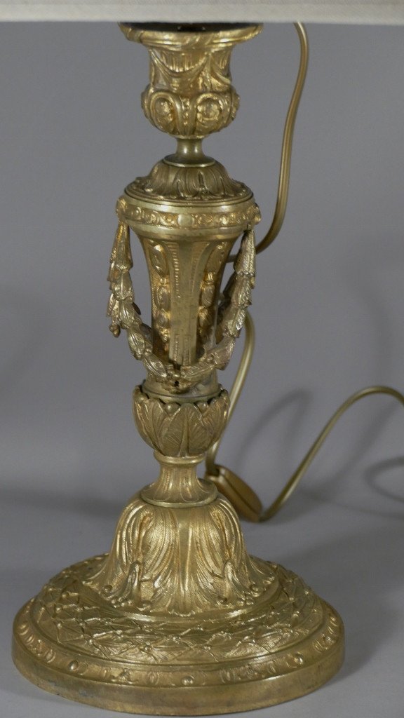 Lampe De Style Louis XVI En Bronze Doré époque XIX ème-photo-2