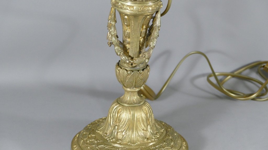 Lampe De Style Louis XVI En Bronze Doré époque XIX ème-photo-4