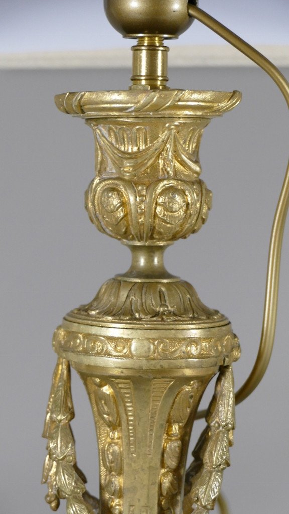Lampe De Style Louis XVI En Bronze Doré époque XIX ème-photo-1