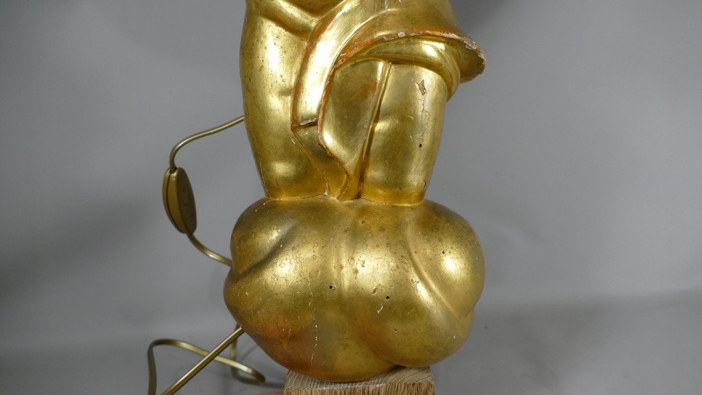 Large Angelot Lamp In Golden Wood, XIXth Century-photo-7