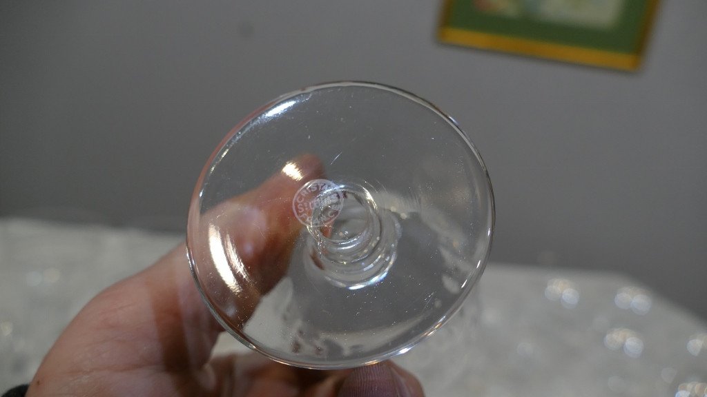 6 White Or Red Wine Glasses In Crystal From St Louis, Art Deco-photo-3