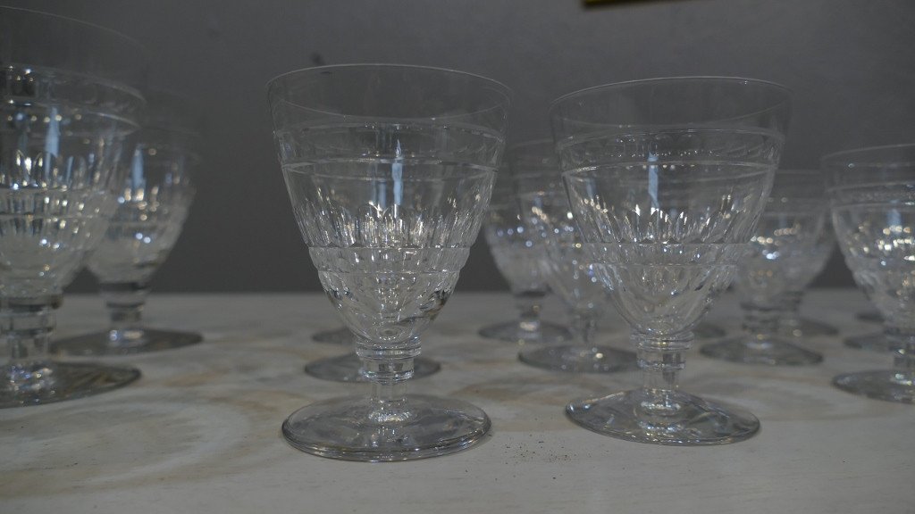 6 Verres à Vin Blanc Ou Rouge En Cristal De St Louis, Art Déco