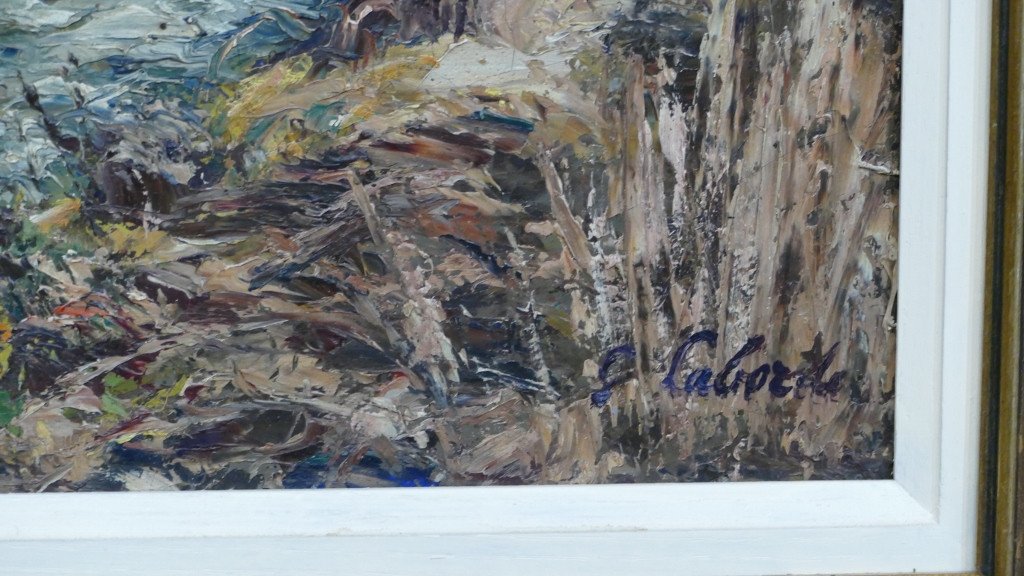 Gaston Laborde, Norman Painter, Oil On Canvas, Lake Landscape -photo-4
