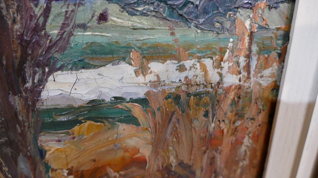 Gaston Laborde, Norman Painter, Oil On Canvas, Lake Landscape -photo-7