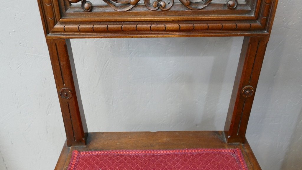 Pair Of Walnut Chairs With Openwork Backrest Of Acanthus Leaves And Satyr Face, XIX-photo-4