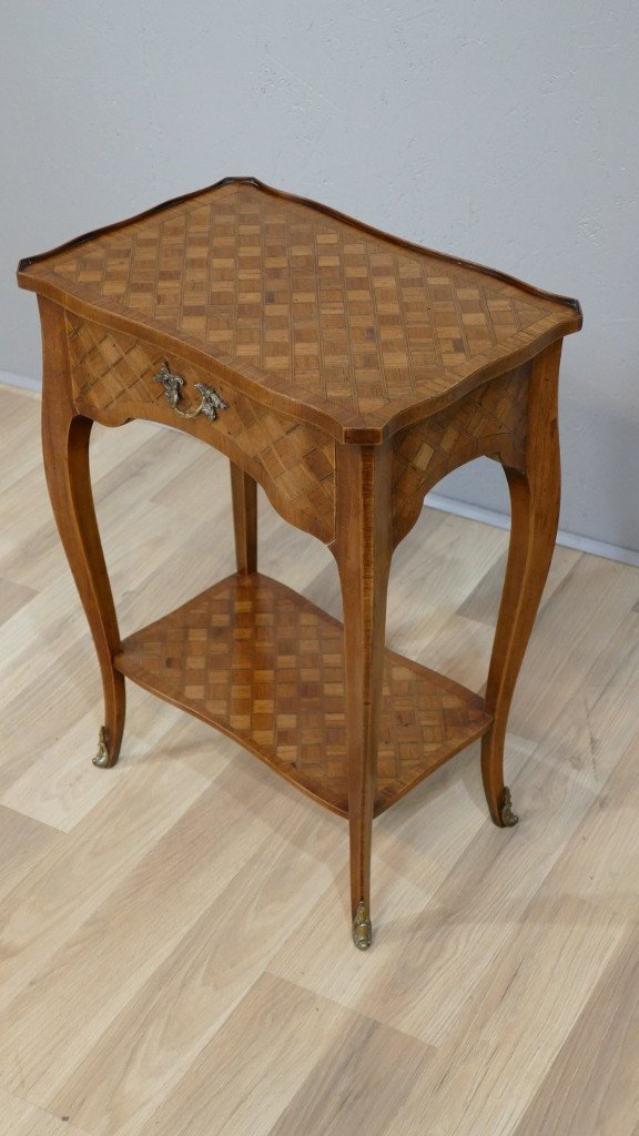 Transition Style Marquetry Living Room Table, Early Twentieth Time-photo-1