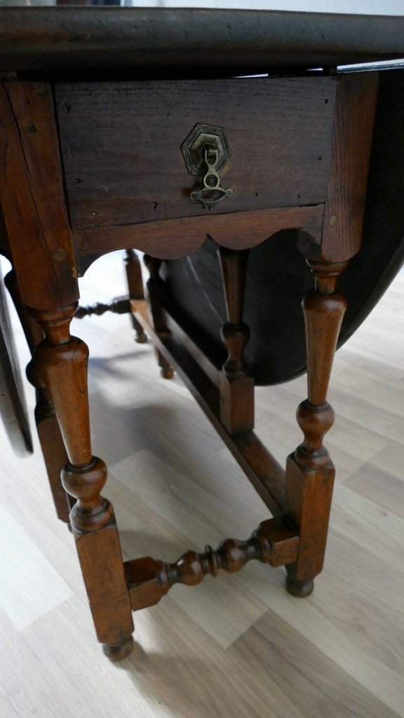 Large Gateleg Table In Oak, England, XIXth Time-photo-5