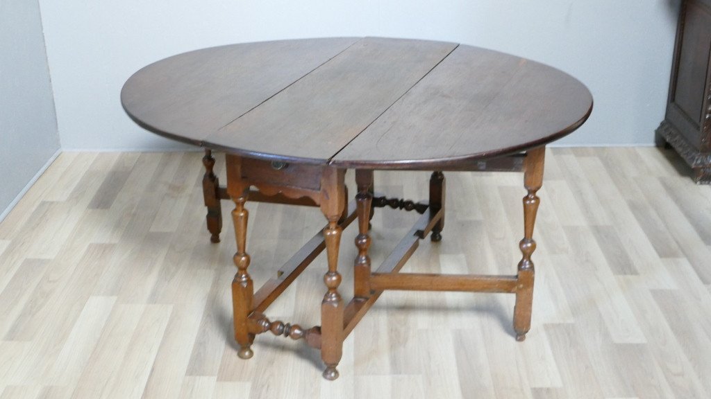 Large Gateleg Table In Oak, England, XIXth Time