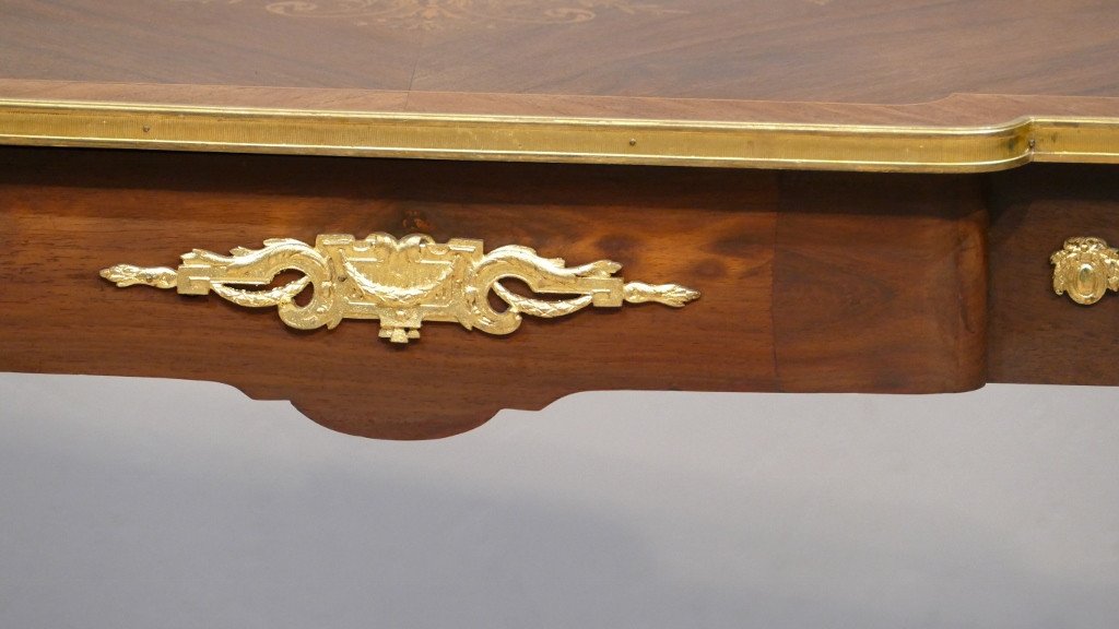 Flat Desk Of Lady Napoleon III In Rosewood And Rosewood, Marquetry, XIX-photo-2