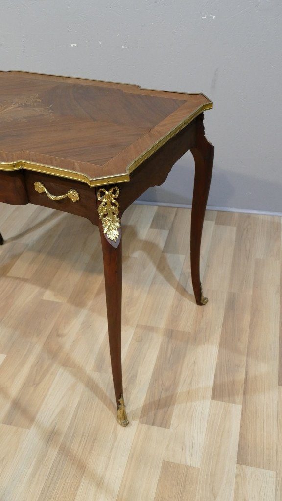 Flat Desk Of Lady Napoleon III In Rosewood And Rosewood, Marquetry, XIX-photo-3