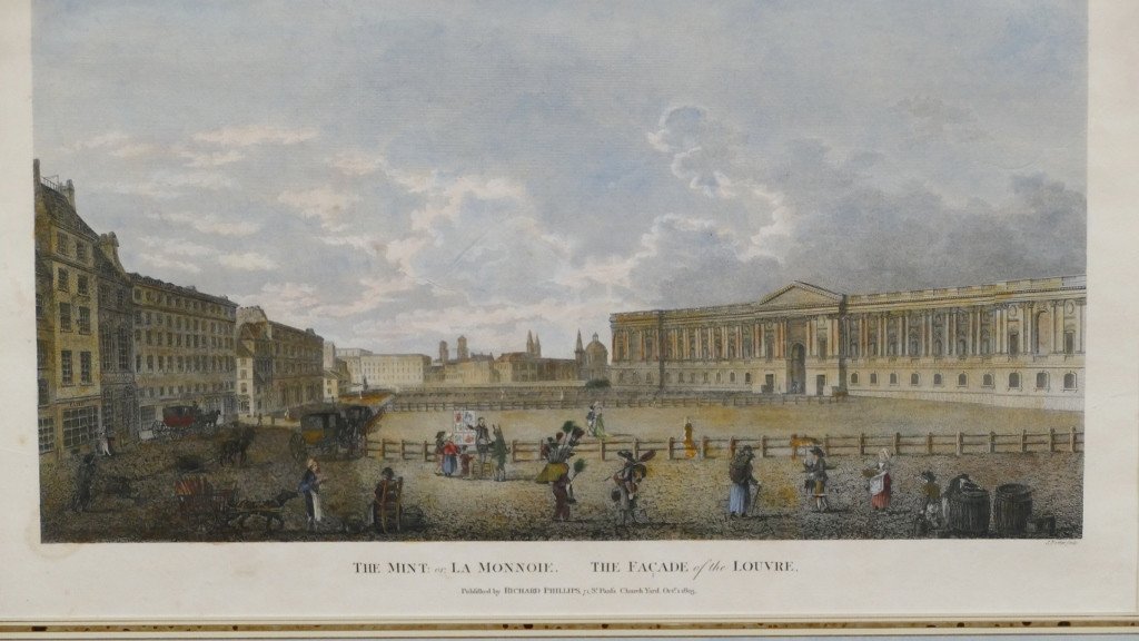 Gravure La Monnaie / Façade Du Louvre Par Richard Philipps Datée 1803-photo-2